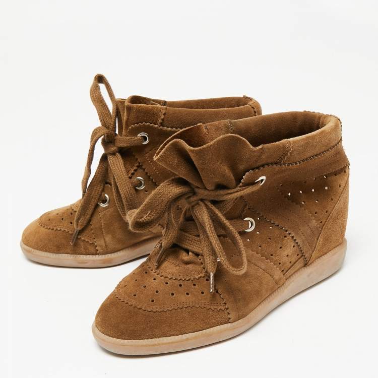 Isabel Marant Brown Suede Bobby Wedge Sneakers Size 38 Isabel Marant TLC