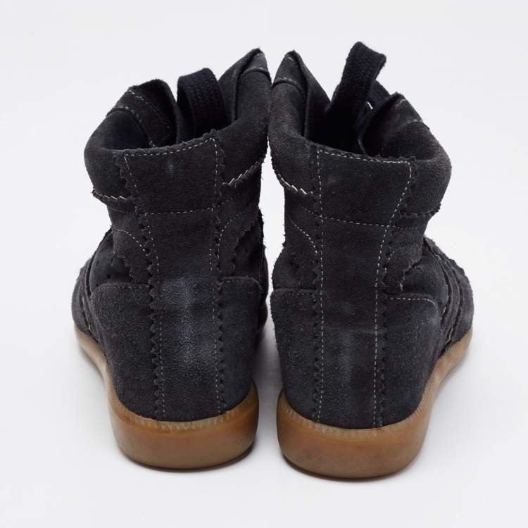 Pre Owned Isabel Marant Black Suede Bobby Wedge Sneakers Size 38