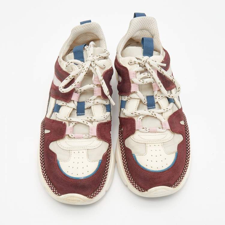 مملوكة مسبقًا Isabel Marant Multicolor Leather and Suede Kindsay Low Top Sneakers Size 38