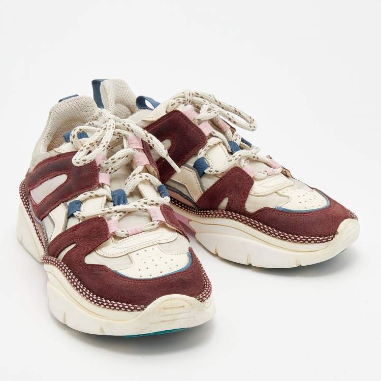 مملوكة مسبقًا Isabel Marant Multicolor Leather and Suede Kindsay Low Top Sneakers Size 38