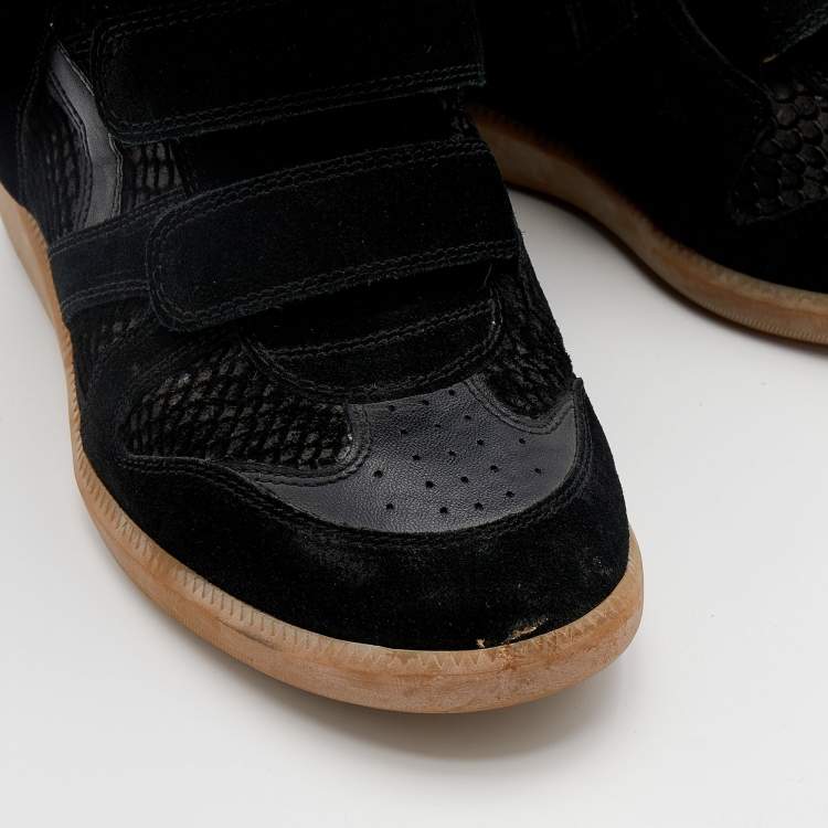 مملوكة مسبقًا Isabel Marant Black Suede And Leather  Bekett High Top Wedge Sneakers Size 41
