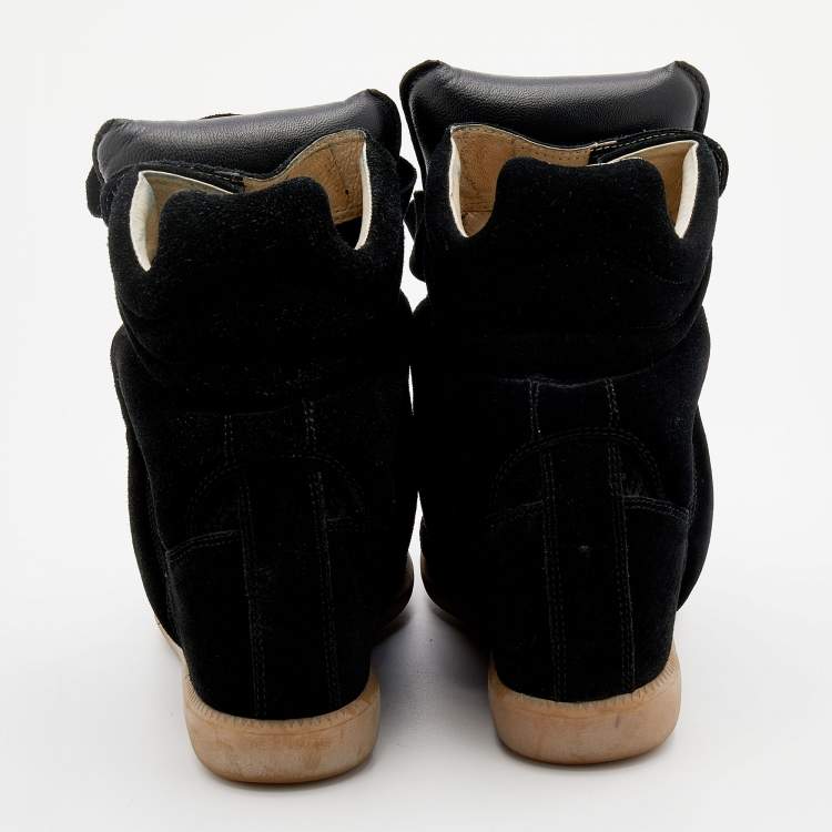 مملوكة مسبقًا Isabel Marant Black Suede And Leather  Bekett High Top Wedge Sneakers Size 41