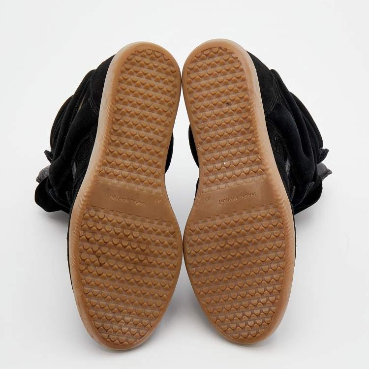 مملوكة مسبقًا Isabel Marant Black Suede And Leather  Bekett High Top Wedge Sneakers Size 41