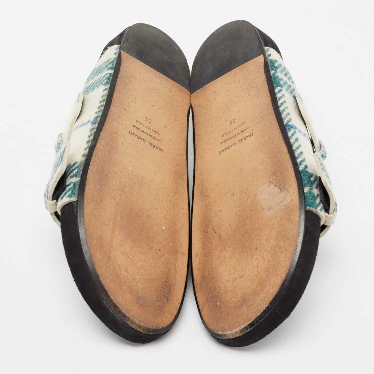 Pre Owned Isabel Marant Tri-Color Wool Flat Slides Size 38