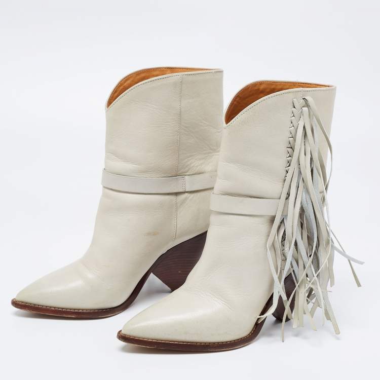 Isabel Marant Grey Fringe Detail Loffen Ankle Length Boots Size 37 Isabel Marant | TLC