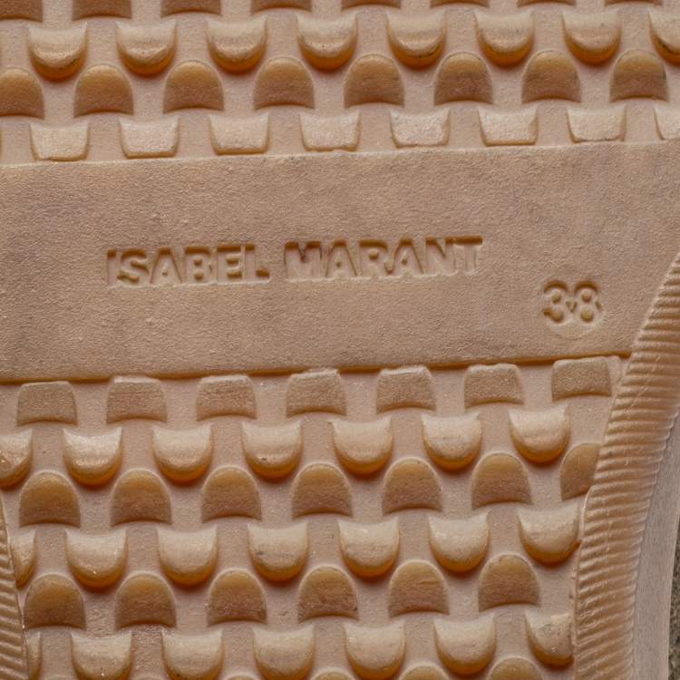 Pre Owned Isabel Marant Green/Beige Suede And Leather Bekett Wedge Sneakers Size 38