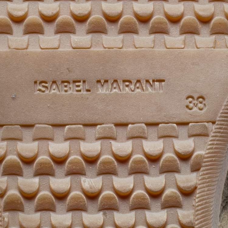 Pre Owned Isabel Marant Olive Green/Brown Suede and Leather Bekett Wedge High-Top Sneakers Size 38