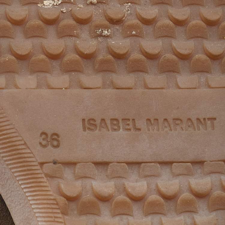 Pre Owned Isabel Marant Olive Green Suede Bobby Wedge Sneakers Size 36