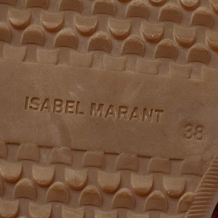 Pre Owned Isabel Marant Red Suede And Leather Bekett Wedge Sneakers Size 38