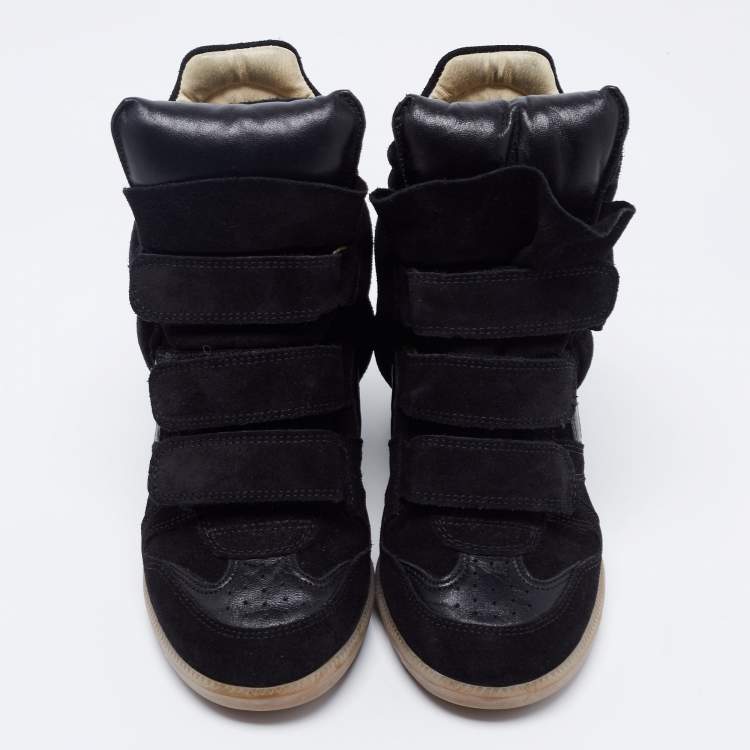Pre Owned Isabel Marant Black Suede And Leather Bekett High Top Sneakers Size 35