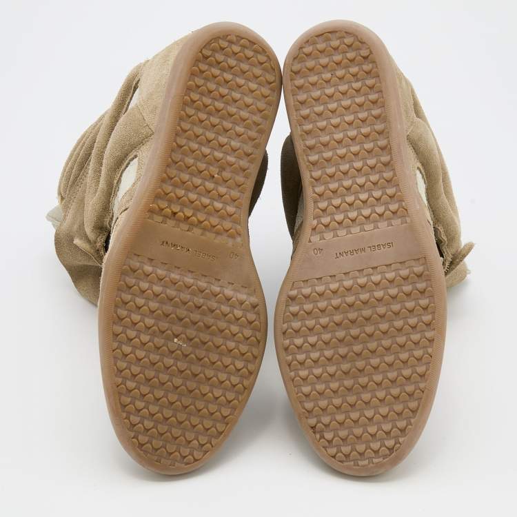 مملوكة مسبقًا Isabel Marant Khaki/Off White Suede Bekett Wedge Sneakers Size 40