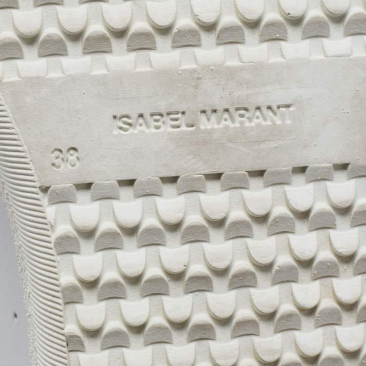 Pre Owned Isabel Marant White Leather Bryce Side Stitch Low Top Sneakers Size 38