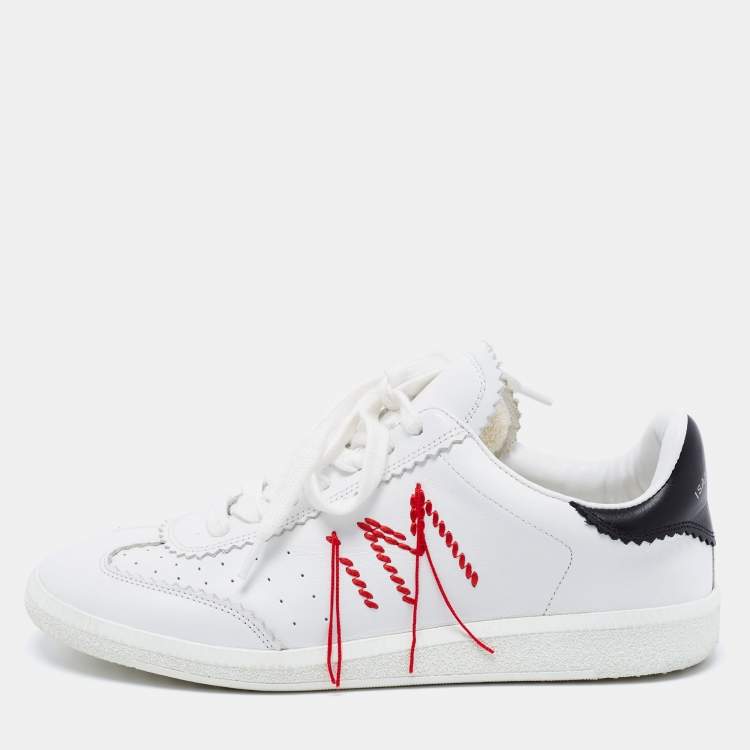 Isabel Marant White Leather Bryce Side Stitch Low Top