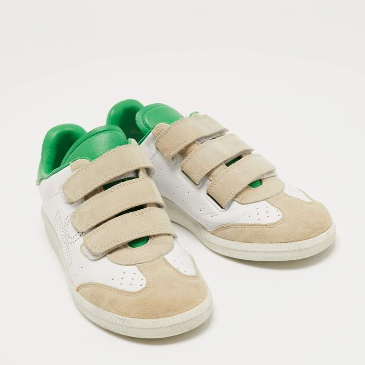 مملوكة مسبقًا Isabel Marant Tricolor Suede and Leather Beth Velcro Sneakers Size 37