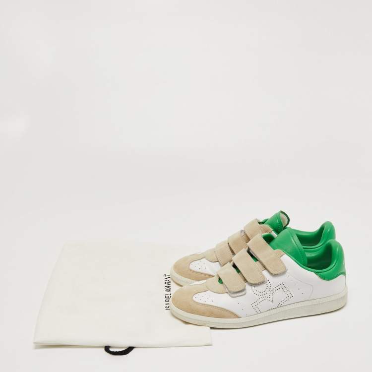 مملوكة مسبقًا Isabel Marant Tricolor Suede and Leather Beth Velcro Sneakers Size 37