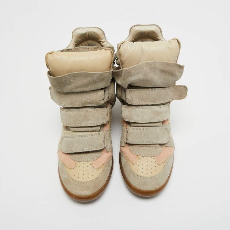 Pre Owned Isabel Marant Tricolor Suede and Leather Bekett Wedge Sneakers Size 39