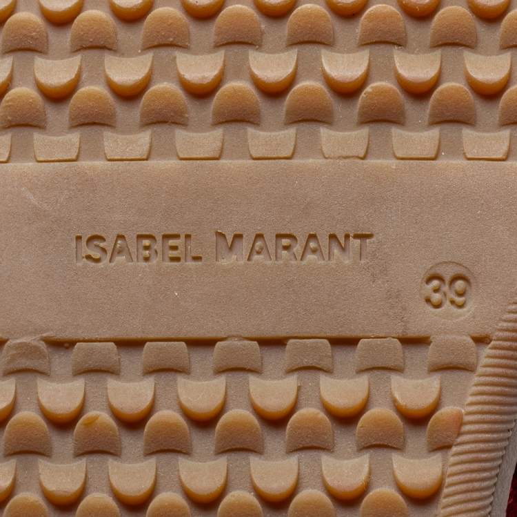 Pre Owned Isabel Marant Red Suede and Leather Bekett Wedge Sneakers Size 39