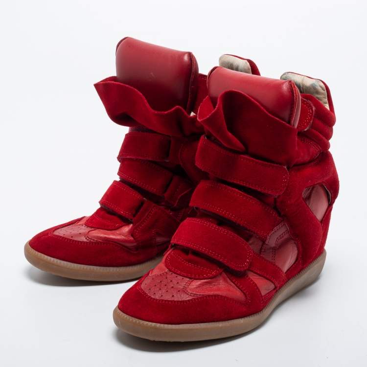 Isabel Marant Red Suede and Leather Bekett Wedge Size 39 Isabel | TLC