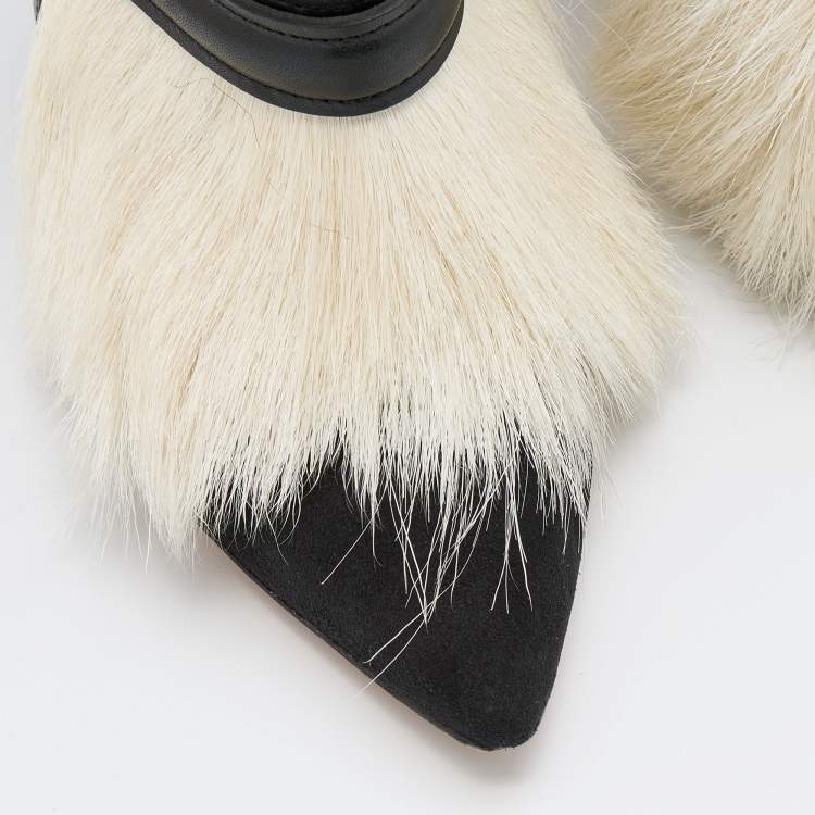 Pre Owned Isabel Marant Black/White Suede and Fur Pierce Tacy Ankle Booties Size 39
