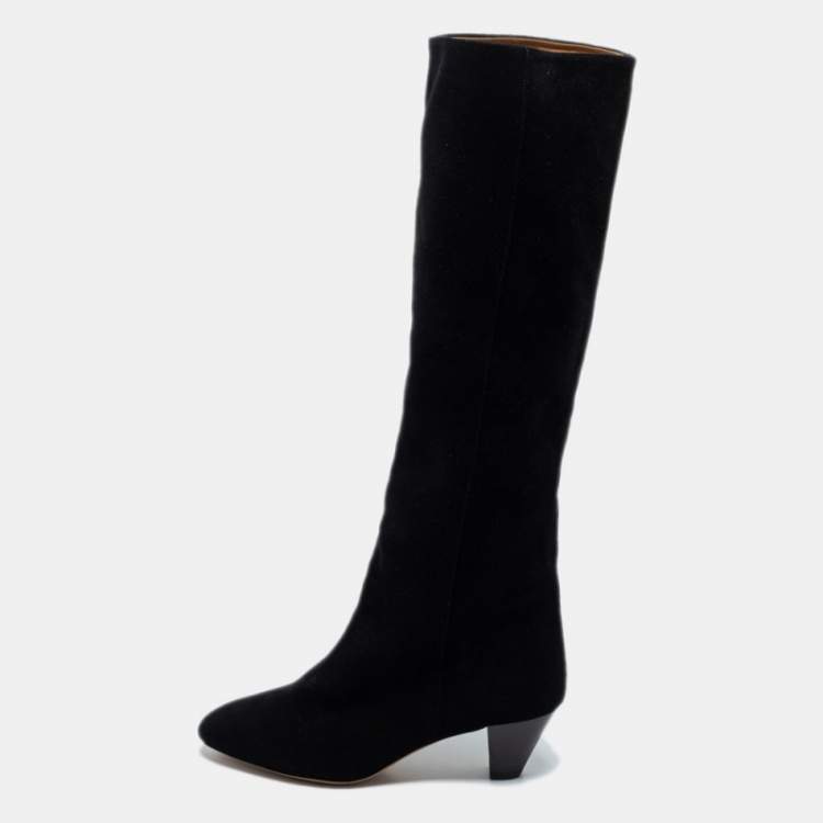 Pre Owned Isabel Marant Black Suede Knee Length Boots Size 36