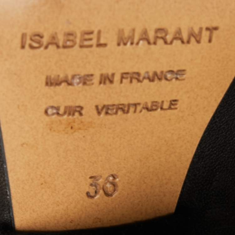 Pre Owned Isabel Marant Brown/Black Leather and Suede Eyelet Detail Miyako Ankle Booties Size 36