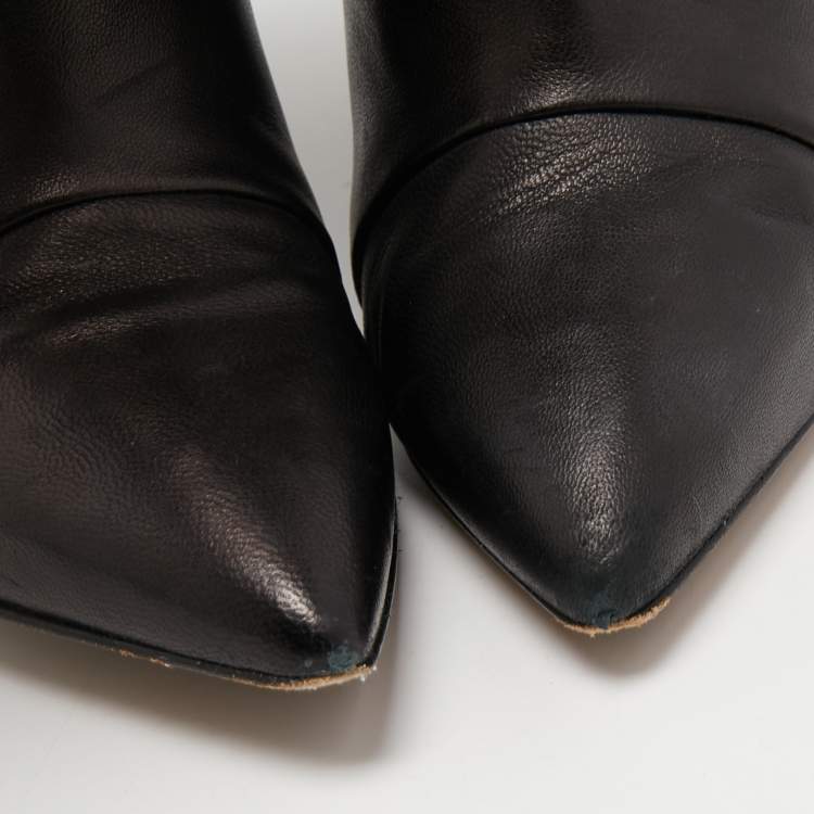 Pre Owned Isabel Marant Brown/Black Leather and Suede Eyelet Detail Miyako Ankle Booties Size 36
