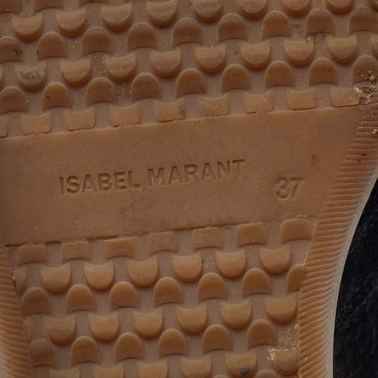 Pre Owned Isabel Marant Black Python Embossed Suede Bekett Sneakers Size 37