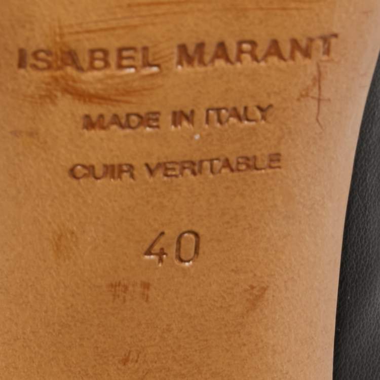 Pre Owned Isabel Marant Black Leather Eyelet Detail Ankle Boots Size 40