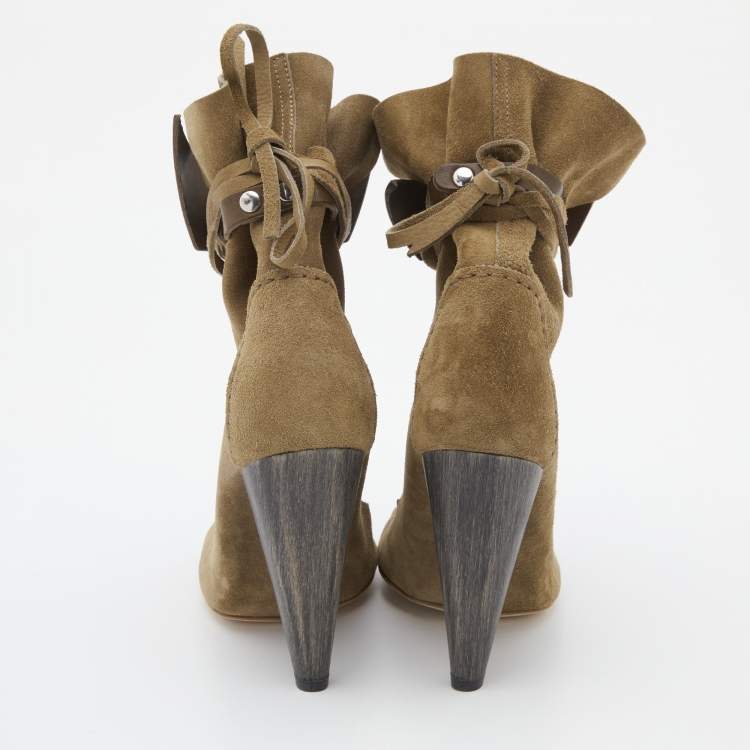 Pre Owned Isabel Marant Brown Suede Royston Ankle Length Boots Size 38