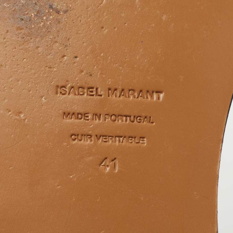 Pre Owned Isabel Marant Black Leather Eyelet Embellished Thong Flat Sandals Size 41