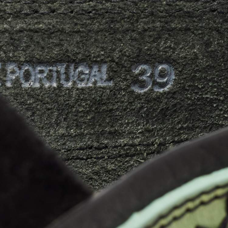Pre Owned Isabel Marant Green/Black Leather Embroidered Ebann Slides Size 39