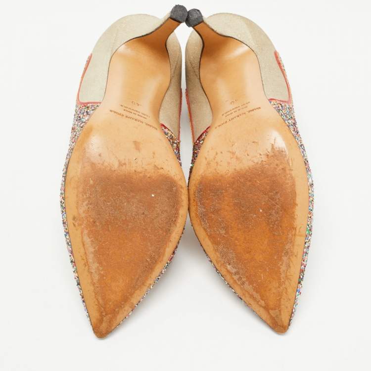 Pre Owned Isabel Marant Multicolor Glitter and Suede Étoile Gilby Pumps Size 40