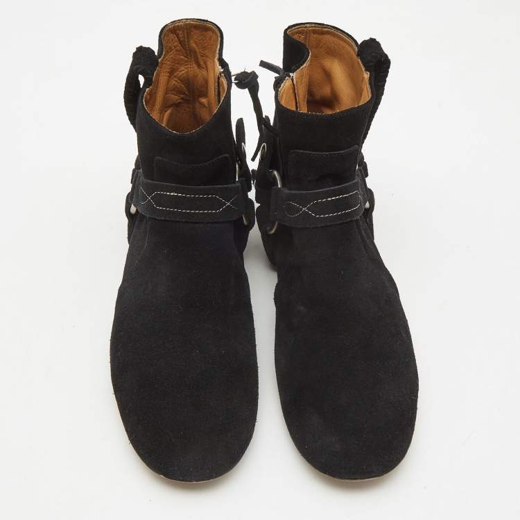 Pre Owned Isabel Marant Black Suede Ralf Gaucho Ankle Boots Size 40