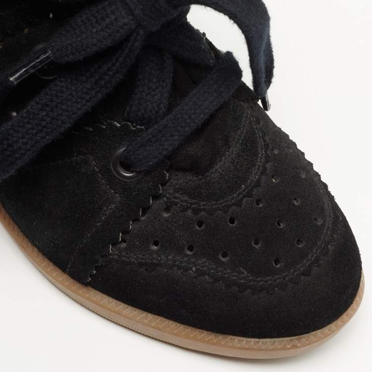 Pre Owned Isabel Marant Black Suede Bobby Wedge Sneakers Size 36