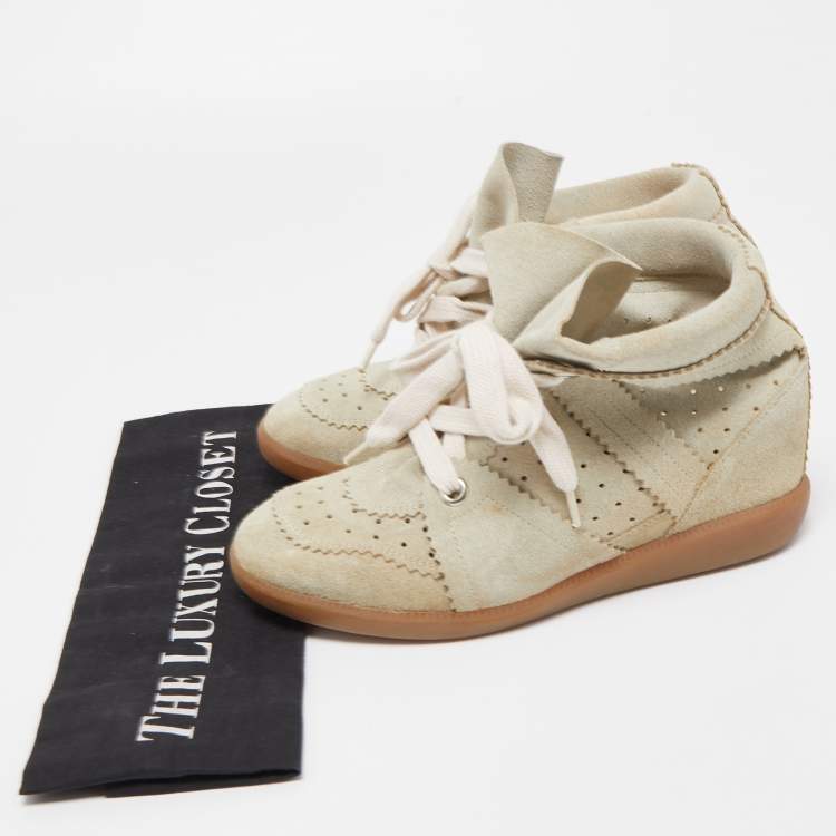 Pre Owned Isabel Marant Beige Suede Bekett Wedge High Top Sneakers Size 38
