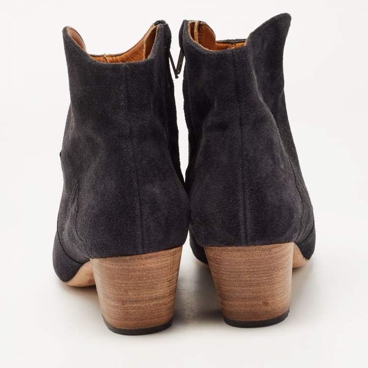Pre Owned Isabel Marant Black Suede Dicker Ankle Boots Size 40