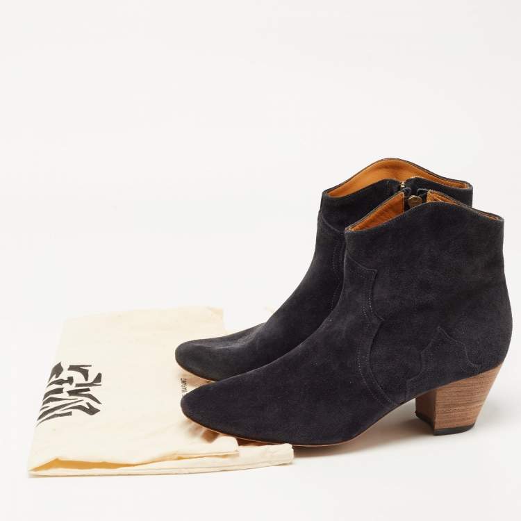 Pre Owned Isabel Marant Black Suede Dicker Ankle Boots Size 40