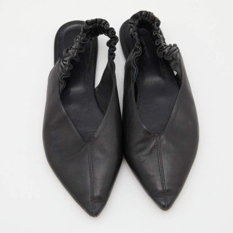 Pre Owned Isabel Marant Black Faux Leather Slingback Flat Sandals Size 39
