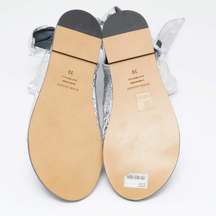 Pre Owned Isabel Marant  Silver Leather Mosley Gladiator Flat Sandals Size 39 