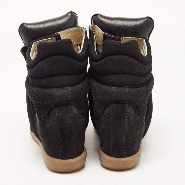 Pre Owned Isabel Marant Black Suede Bekett Wedge Sneakers Size 38