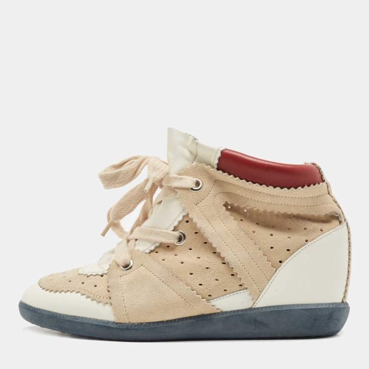 Isabel Marant Tricolor Leather and Suede Wedge Sneakers Size 40 Isabel Marant |