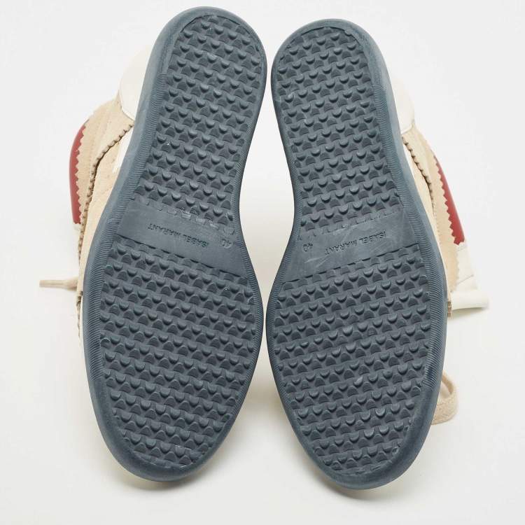 Pre Owned Isabel Marant Tricolor Leather and Suede Bobby Wedge Sneakers Size 40