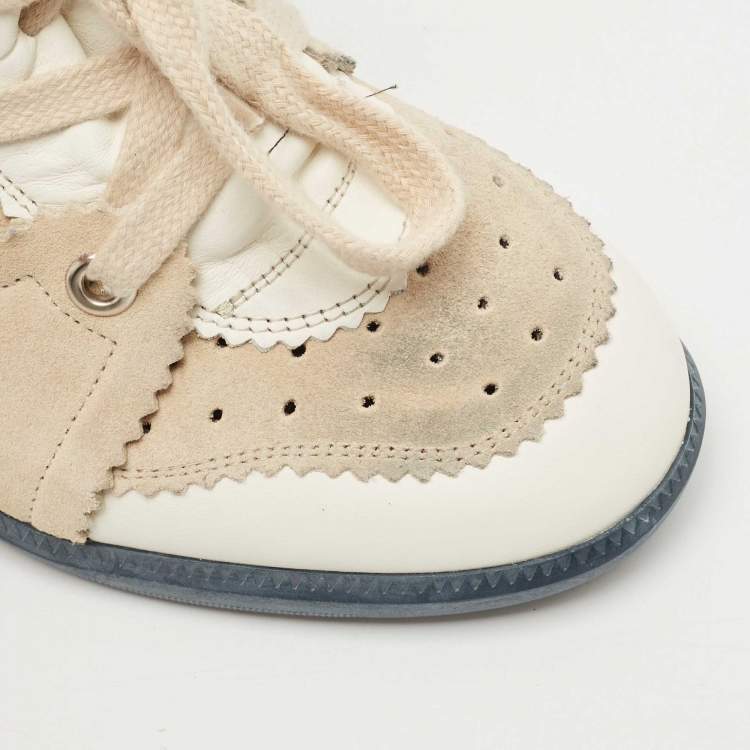 Pre Owned Isabel Marant Tricolor Leather and Suede Bobby Wedge Sneakers Size 40
