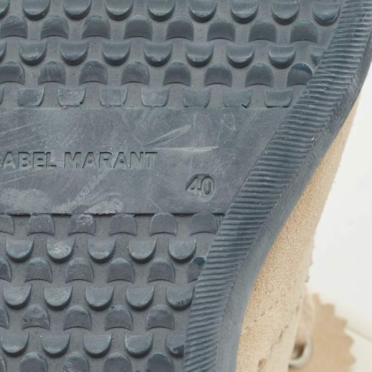 Pre Owned Isabel Marant Tricolor Leather and Suede Bobby Wedge Sneakers Size 40
