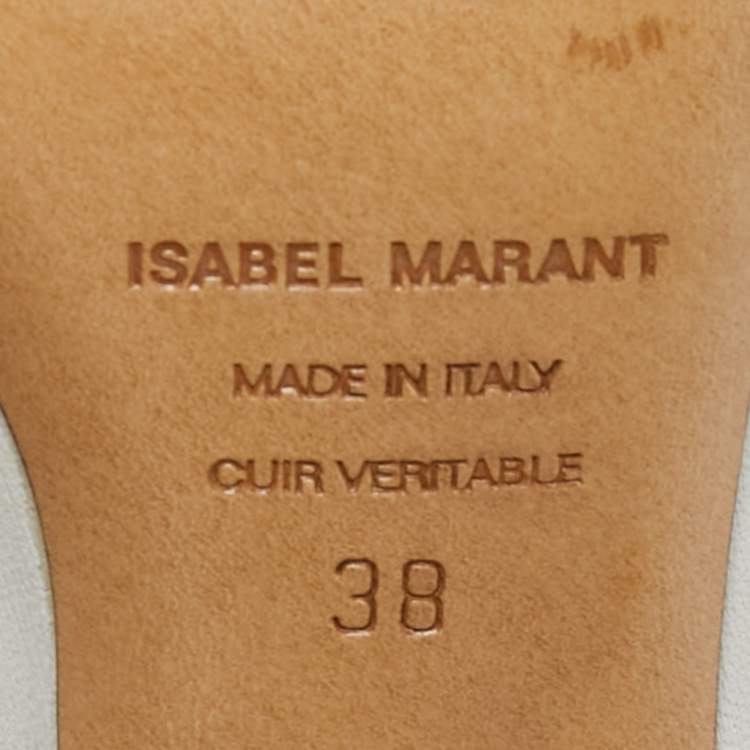 Pre Owned Isabel Marant White Leather Pointed Toe Ankle Boots Size 38