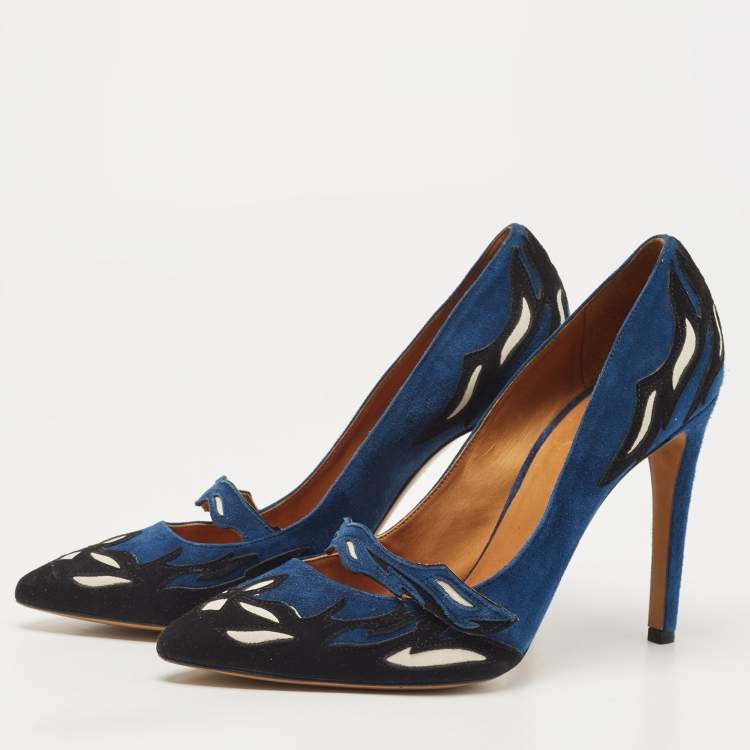 Pre Owned Isabel Marant Blue/Black Suede Kylie Pumps Size 40