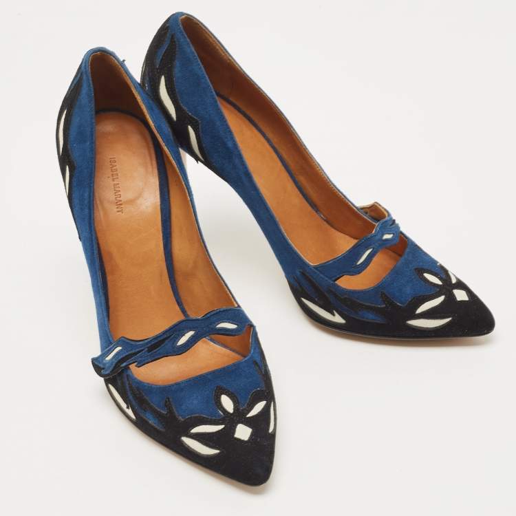Pre Owned Isabel Marant Blue/Black Suede Kylie Pumps Size 40