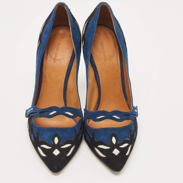 Pre Owned Isabel Marant Blue/Black Suede Kylie Pumps Size 40