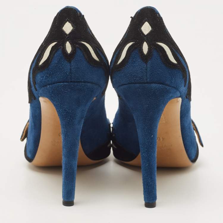Pre Owned Isabel Marant Blue/Black Suede Kylie Pumps Size 40
