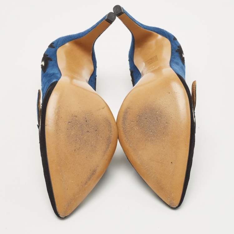 Pre Owned Isabel Marant Blue/Black Suede Kylie Pumps Size 40
